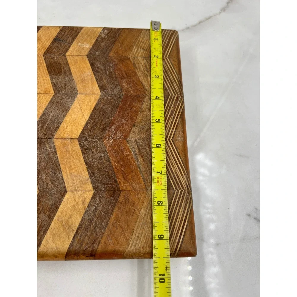 David Levy Handcrafted Mixed Wood Chevron Cutting Board Davis CA Artisan 14.5